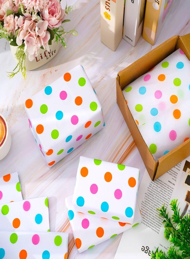 Whaline 100 Sheets Dot Tissue Paper Rainbow Colored Gift Wrapping Paper Art Craft Paper for DIY Crafts Birthday Baby Shower Party Decorations, 14 x 20 Inch - Image 4